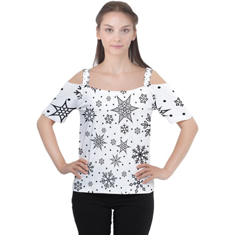 Snowflake-icon-vector-christmas-seamless-background-531ed32d02319f9f1bce1dc6587194eb Cutout Shoulder T-shirt by saad11