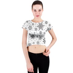 Snowflake-icon-vector-christmas-seamless-background-531ed32d02319f9f1bce1dc6587194eb Crew Neck Crop Top by saad11