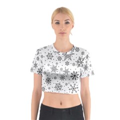 Snowflake-icon-vector-christmas-seamless-background-531ed32d02319f9f1bce1dc6587194eb Cotton Crop Top by saad11