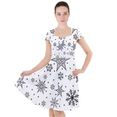 Snowflake-icon-vector-christmas-seamless-background-531ed32d02319f9f1bce1dc6587194eb Cap Sleeve Midi Dress by saad11