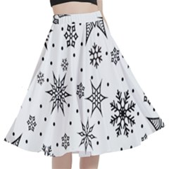 Snowflake-icon-vector-christmas-seamless-background-531ed32d02319f9f1bce1dc6587194eb A-line Full Circle Midi Skirt With Pocket