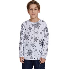 Snowflake-icon-vector-christmas-seamless-background-531ed32d02319f9f1bce1dc6587194eb Kids  Crewneck Sweatshirt