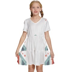 Star-decorative-embellishment-6aa070a89baeccaaaca156bbe13c325f Kids  Short Sleeve Tiered Mini Dress