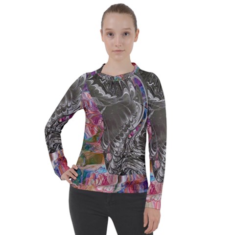 Wing On Abstract Delta Women s Pique Long Sleeve T-shirt by kaleidomarblingart