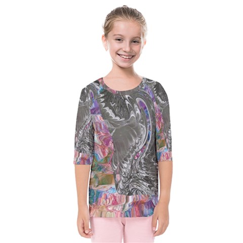 Wing On Abstract Delta Kids  Quarter Sleeve Raglan T-shirt by kaleidomarblingart