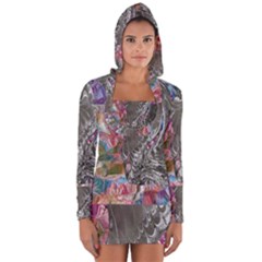 Wing On Abstract Delta Long Sleeve Hooded T-shirt by kaleidomarblingart