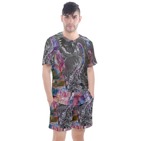 Wing On Abstract Delta Men s Mesh T-shirt And Shorts Set by kaleidomarblingart