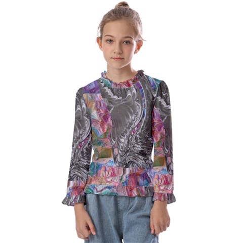 Wing On Abstract Delta Kids  Frill Detail T-shirt by kaleidomarblingart