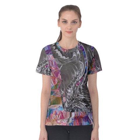 Wing On Abstract Delta Women s Cotton T-shirt by kaleidomarblingart