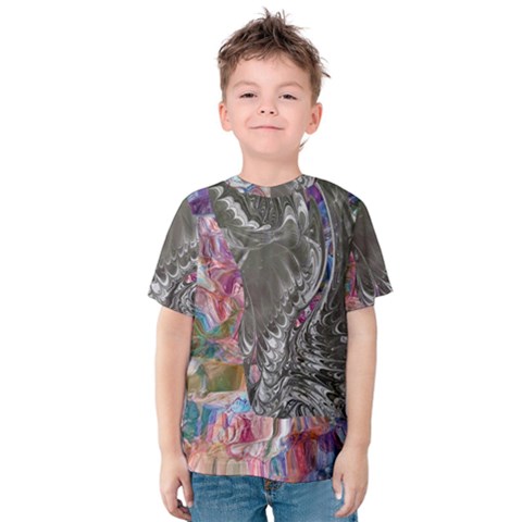 Wing On Abstract Delta Kids  Cotton T-shirt by kaleidomarblingart