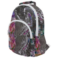 Wing On Abstract Delta Rounded Multi Pocket Backpack by kaleidomarblingart