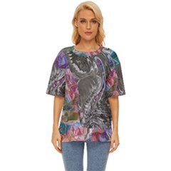 Wing On Abstract Delta Oversized Basic T-shirt by kaleidomarblingart