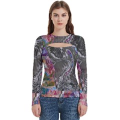 Wing On Abstract Delta Women s Cut Out Long Sleeve T-shirt by kaleidomarblingart