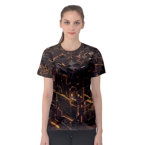 Cube Forma Glow 3d Volume Women s Sport Mesh T-shirt by Bedest