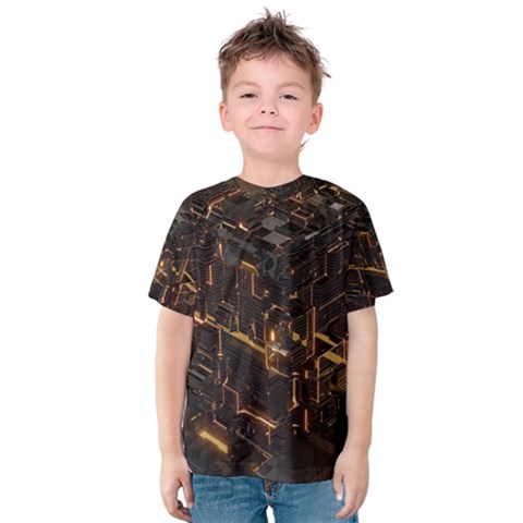 Cube Forma Glow 3d Volume Kids  Cotton T-shirt by Bedest