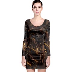 Cube Forma Glow 3d Volume Long Sleeve Bodycon Dress by Bedest