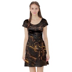 Cube Forma Glow 3d Volume Short Sleeve Skater Dress by Bedest