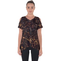 Cube Forma Glow 3d Volume Cut Out Side Drop T-shirt by Bedest