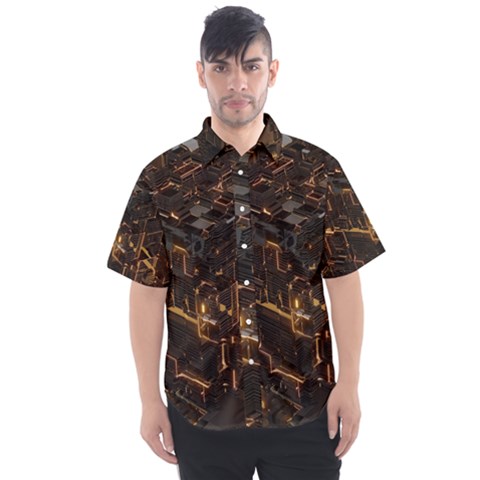 Cube Forma Glow 3d Volume Men s Short Sleeve Shirt by Bedest