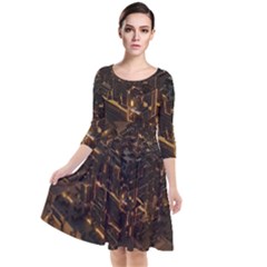 Cube Forma Glow 3d Volume Quarter Sleeve Waist Band Dress by Bedest