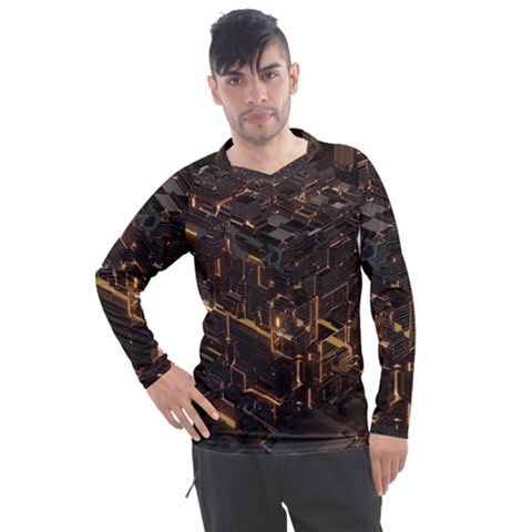 Cube Forma Glow 3d Volume Men s Pique Long Sleeve T-shirt by Bedest