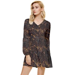 Cube Forma Glow 3d Volume Tiered Long Sleeve Mini Dress by Bedest