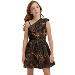 Cube Forma Glow 3d Volume Kids  One Shoulder Party Dress by Bedest