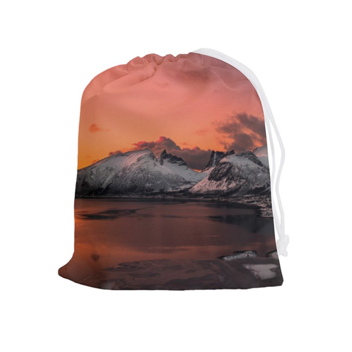 Surreal Mountain Landscape Lake Drawstring Pouch (XL)