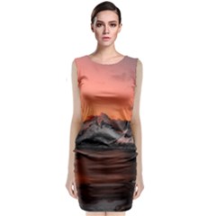 Surreal Mountain Landscape Lake Classic Sleeveless Midi Dress by Bedest