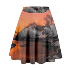 Surreal Mountain Landscape Lake High Waist Skirt by Bedest