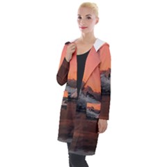 Surreal Mountain Landscape Lake Hooded Pocket Cardigan by Bedest