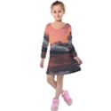 Surreal Mountain Landscape Lake Kids  Long Sleeve Velvet Dress View1