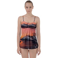 Surreal Mountain Landscape Lake Babydoll Tankini Set by Bedest