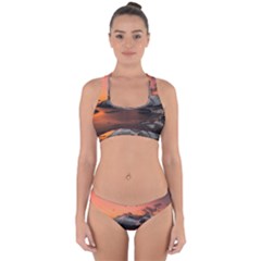 Surreal Mountain Landscape Lake Cross Back Hipster Bikini Set by Bedest