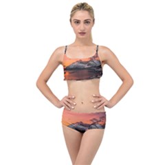 Surreal Mountain Landscape Lake Layered Top Bikini Set by Bedest