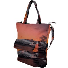 Surreal Mountain Landscape Lake Shoulder Tote Bag by Bedest