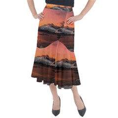 Surreal Mountain Landscape Lake Midi Mermaid Skirt by Bedest