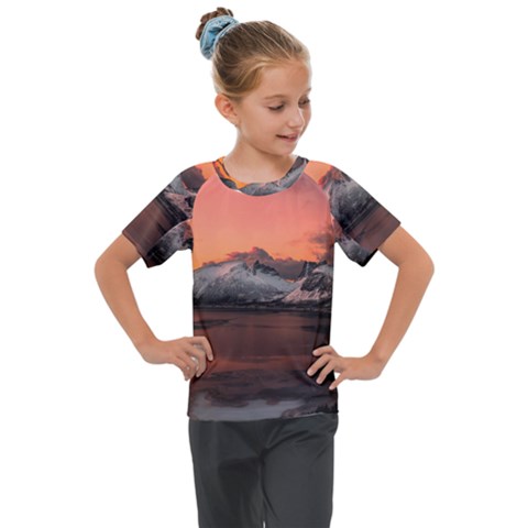 Surreal Mountain Landscape Lake Kids  Mesh Piece T-shirt by Bedest