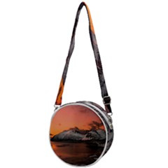 Surreal Mountain Landscape Lake Crossbody Circle Bag by Bedest