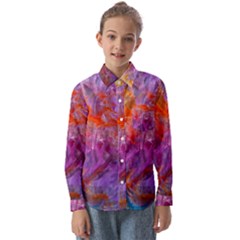 Flowing Petals Kids  Long Sleeve Shirt by kaleidomarblingart