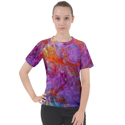 Flowing Petals Women s Sport Raglan T-shirt by kaleidomarblingart