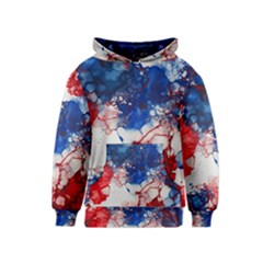 Red White And Blue Alcohol Ink American Patriotic  Flag Colors Alcohol Ink Kids  Pullover Hoodie