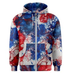 Red White And Blue Alcohol Ink American Patriotic  Flag Colors Alcohol Ink Men s Zipper Hoodie