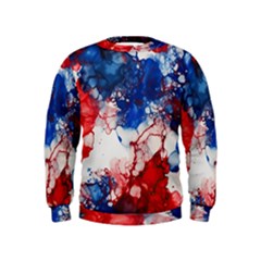 Red White And Blue Alcohol Ink American Patriotic  Flag Colors Alcohol Ink Kids  Sweatshirt