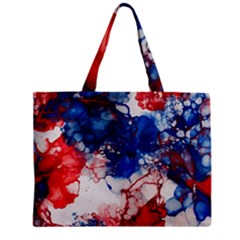 Red White And Blue Alcohol Ink American Patriotic  Flag Colors Alcohol Ink Zipper Mini Tote Bag by PodArtist