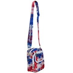 Red White And Blue Alcohol Ink American Patriotic  Flag Colors Alcohol Ink Shoulder Strap Belt Bag by PodArtist