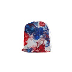 Red White And Blue Alcohol Ink American Patriotic  Flag Colors Alcohol Ink Drawstring Pouch (xs) by PodArtist