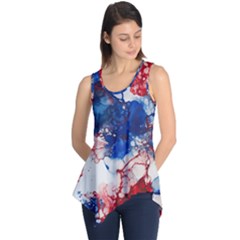 Red White And Blue Alcohol Ink American Patriotic  Flag Colors Alcohol Ink Sleeveless Tunic by PodArtist