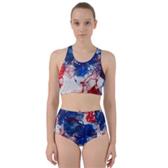 Red White And Blue Alcohol Ink American Patriotic  Flag Colors Alcohol Ink Racer Back Bikini Set by PodArtist