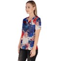 Red White and Blue Alcohol Ink American Patriotic  Flag Colors Alcohol Ink Women s V-Neck Scrub Top View2